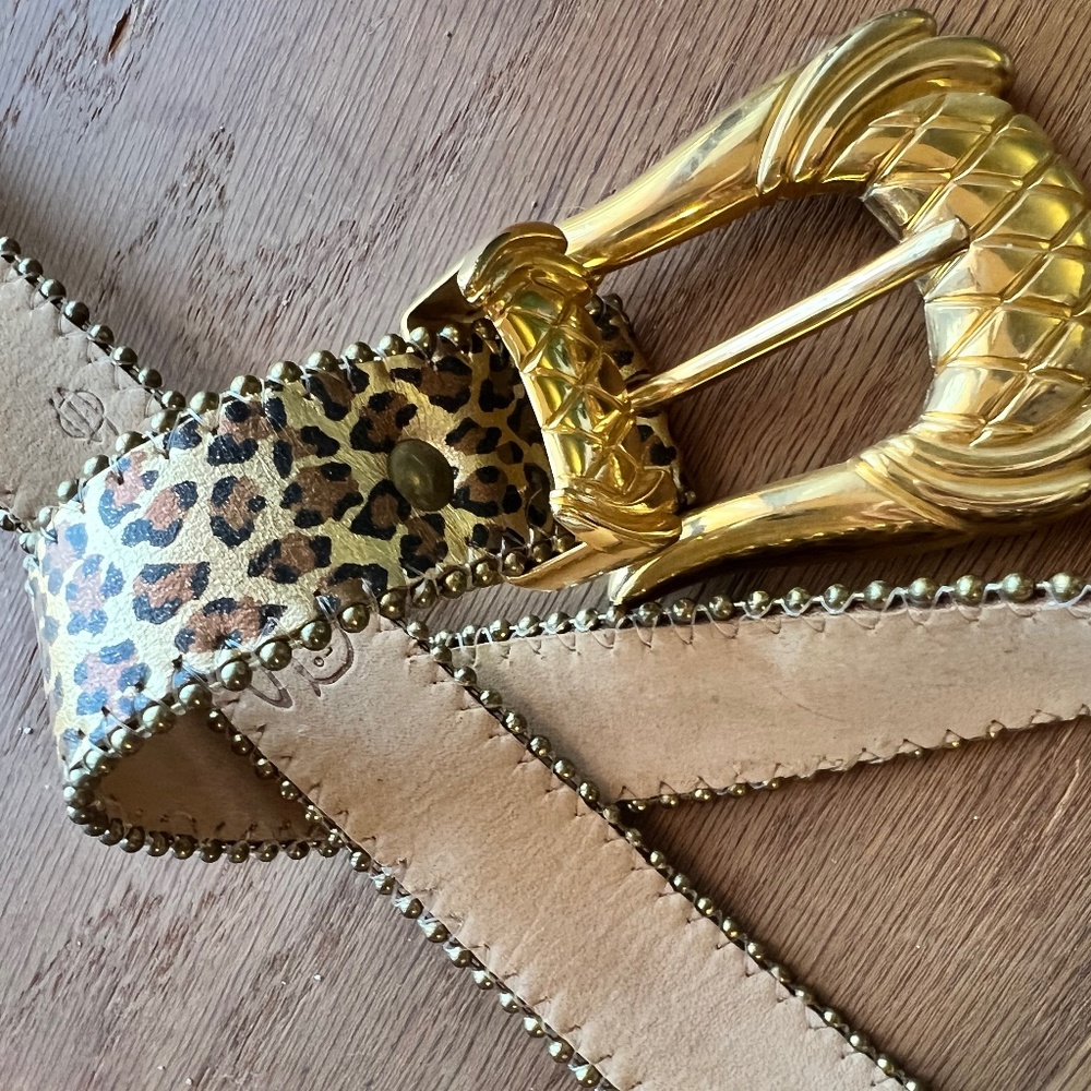 Genuine leather leopard print Belts by Simon
